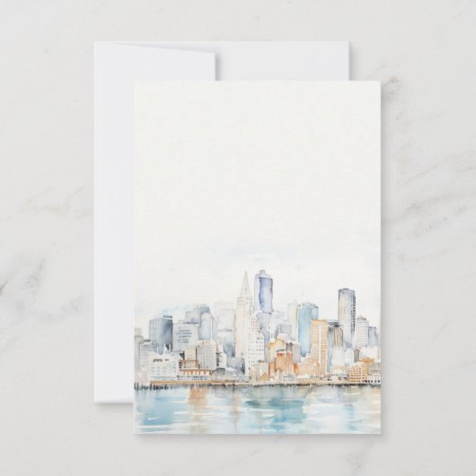 San Francisco Watercolor Landscape Wedding 出欠カード (裏面)