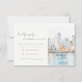 San Francisco Watercolor Landscape Wedding 出欠カード (正面)