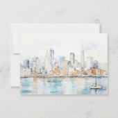 San Francisco Watercolor Landscape Wedding 出欠カード (裏面)