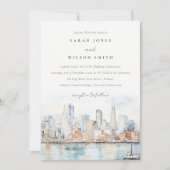 San Francisco Watercolor Landscape Wedding 招待状 (正面)