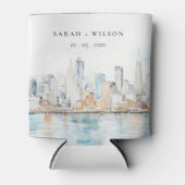 San Francisco Watercolor Landscape Wedding 缶クーラー (正面)