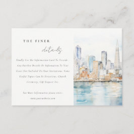 San Francisco Watercolor Landscape Wedding Details エンクロージャーカード