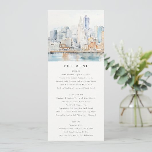 San Francisco Watercolor Landscape Wedding Menu 招待状 (スタンド正面)