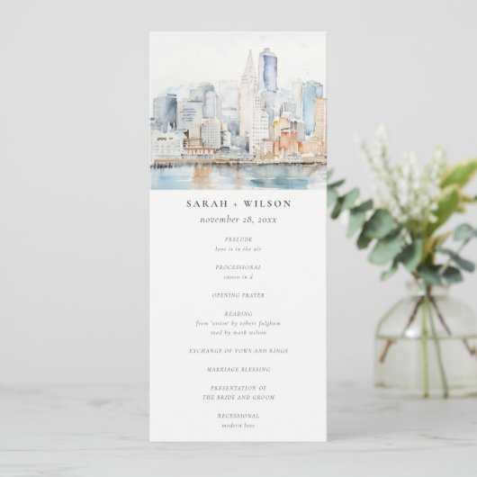 San Francisco Watercolor Landscape Wedding Program 招待状 (スタンド正面)