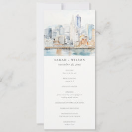 San Francisco Watercolor Landscape Wedding Program 招待状