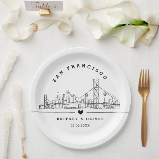 San Franciso Skyline – Custom Wedding favor ペーパープレート (ウェディング)