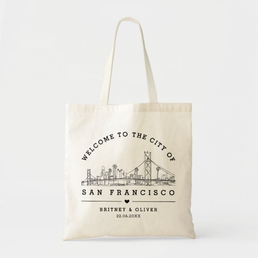 San Franciso Skyline Tote Bag–Custom Wedding favor トートバッグ (正面)