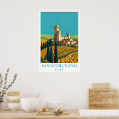 San Gimignano Italy Vintage Travel Art ポスター (キッチン)
