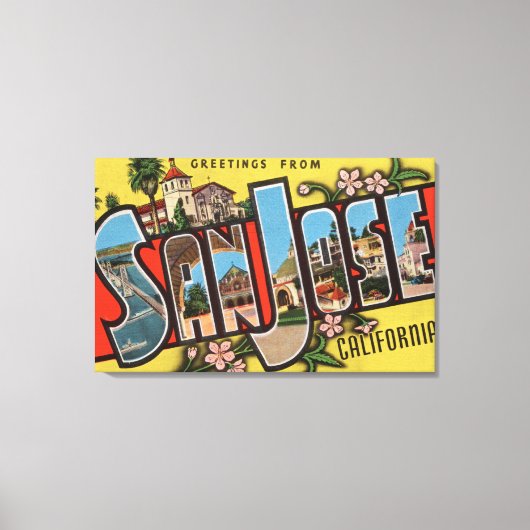 San Jose，カリフォルニア州ラージレターシーン2 キャンバスプリント (正面)