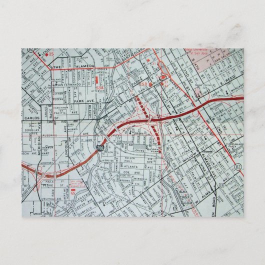 SAN JOSE, CAヴィンテージマップ葉書 ポストカード (正面)