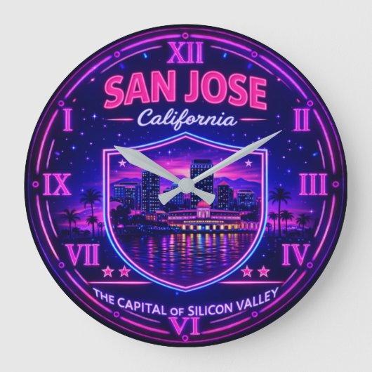 San Jose California Silicon Valley ラージ壁時計 (正面)