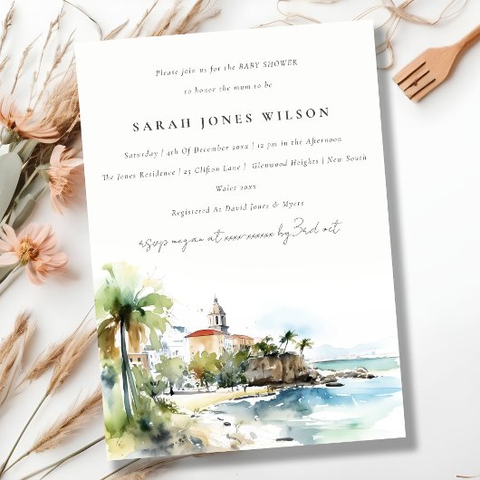 San Juan Puerto Rico Landscape Baby Shower 招待状