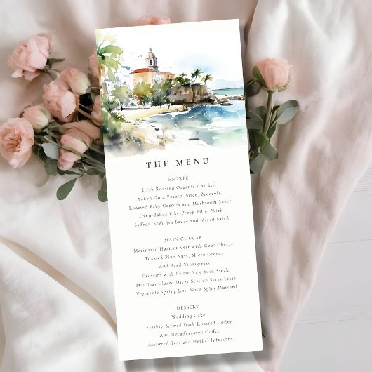 San Juan Puerto Rico Landscape Wedding Menu Card 招待状