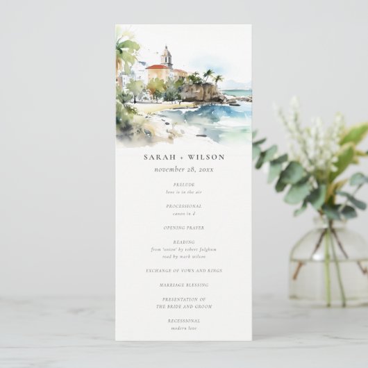 San Juan Puerto Rico Landscape Wedding Program 招待状 (スタンド正面)