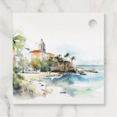 San Juan Puerto Rico Watercolor Landscape Wedding フェイバータグ (裏面)
