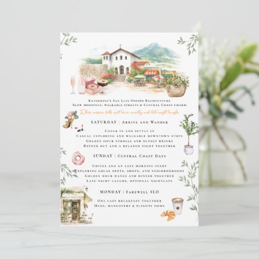 San Luis Obispo Bachelorette Weekend Itinerary 招待状 (スタンド正面)