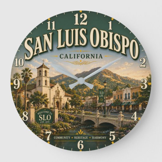 San Luis Obispo California  ラージ壁時計 (正面)