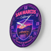 San Marcos California Valley Sunset ラージ壁時計 (傾斜)