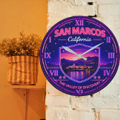 San Marcos California Valley Sunset ラージ壁時計