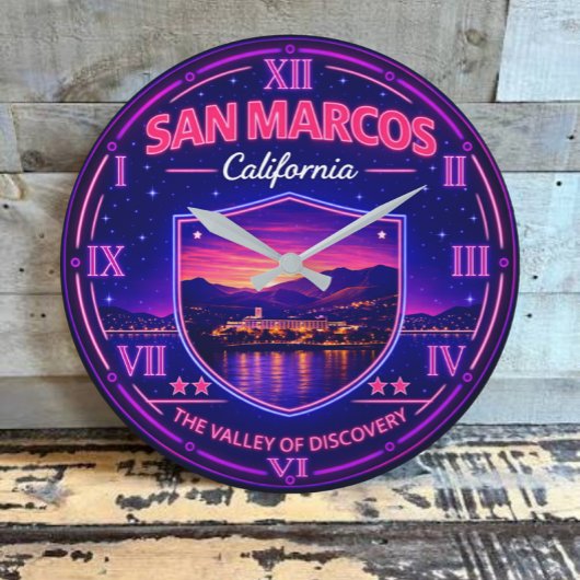 San Marcos California Valley Sunset ラージ壁時計