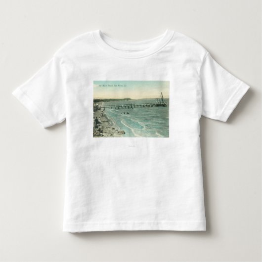 San Mateoビーチおよび桟橋の空中写真 トドラーTシャツ (正面)