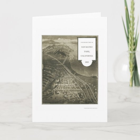 San Mateo公園、カリフォルニアのパノラマ式の地図- 1905年 カード (正面)
