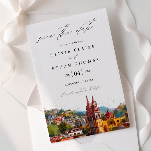 San Miguel Watercolor Destination Wedding セーブザデート