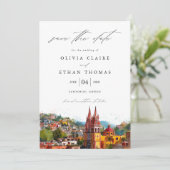 San Miguel Watercolor Destination Wedding セーブザデート (スタンド正面)