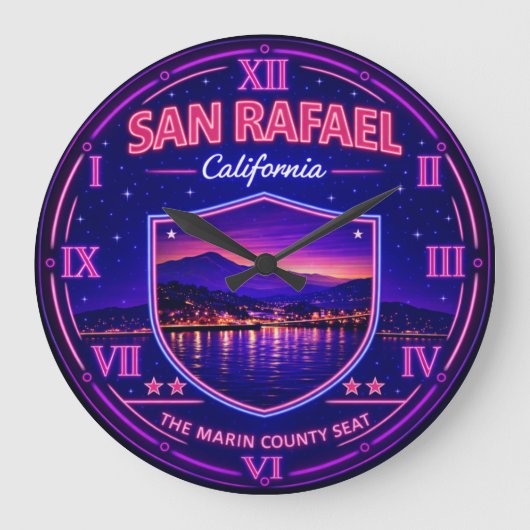 San Rafael California Waterfront ラージ壁時計 (正面)