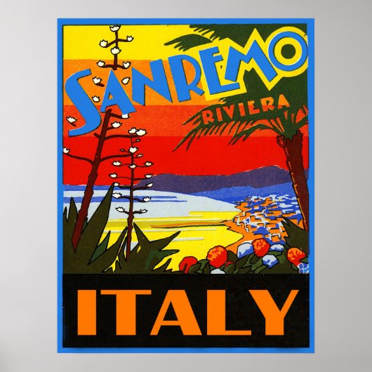 San Remo riviera，イタリア，ヴィンテージ旅行ポスター ポスター (正面)