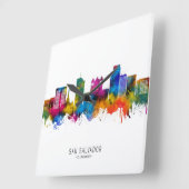 San Salvador El Salvador Skyline スクエア壁時計 (傾斜)