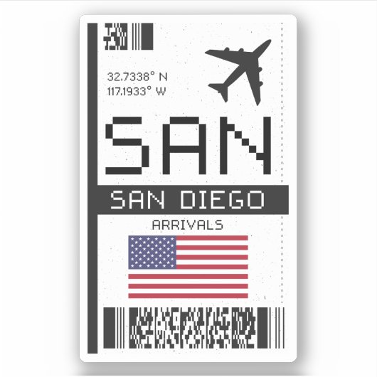 SAN San Diego, California Airport搭乗券 シール (正面)