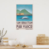 San Sebastian Art Print Curling Wave, Mid Century ポスター (キッチン)