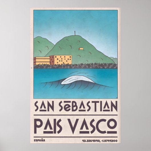 San Sebastian Art Print Curling Wave, Mid Century ポスター (正面)