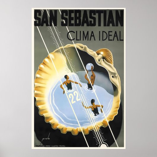 San Sebastian Ideal Climate Spain Vintage Travel ポスター (正面)