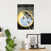 San Sebastian Ideal Climate Spain Vintage Travel ポスター (ホームオフィス)