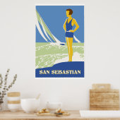 San Sebastian, vector art retro travel ポスター (キッチン)