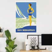 San Sebastian, vector art retro travel ポスター (ホームオフィス)