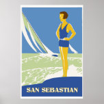 San Sebastian, vector art retro travel ポスター<br><div class="desc">Own anti-aliased vector drawing inspired by a 1920s travel ad for San Sebastian, Spain. Donostia-San Sebastián is a city and municipality located in the north of Spain, in the coast of the Bay of Biscay and 20 km away from the French border. The city is the capital of Gipuzkoa, in...</div>