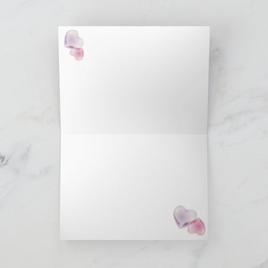 san Valentín con corazones de burbujas カード (内部)