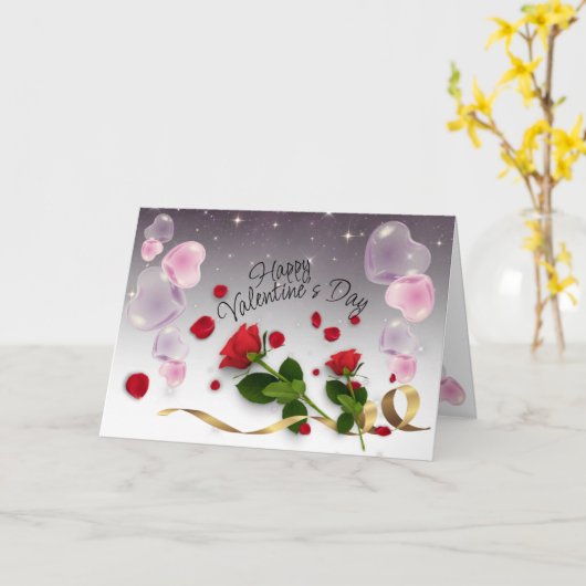 san Valentín con corazones de burbujas カード (黄色い花)