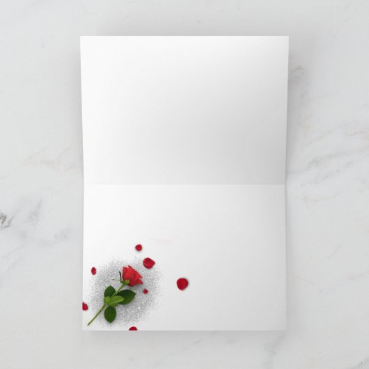 San Valentín con purpurina y rosas カード (内部)