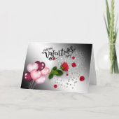  San Valentín con purpurina y rosas  カード (正面)