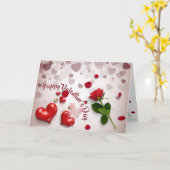 San Valentín con rosa y corazones カード (黄色い花)