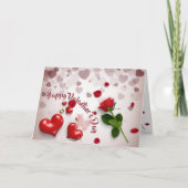  San Valentín con rosa y corazones カード (正面)