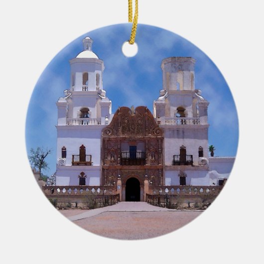 San Xavier del Bacミッション – ツーソン、AZ セラミックオーナメント (正面)