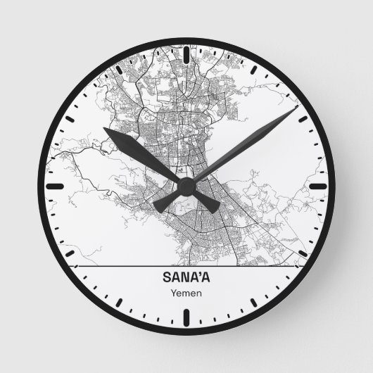 Sanaa Clock City Line Art ラウンド壁時計 (正面)