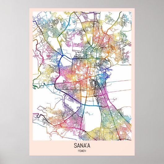 Sana'a Yemen City Map ポスター (正面)