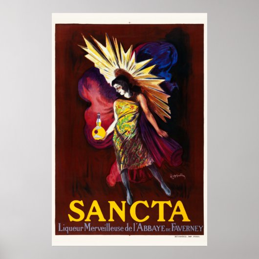 Sancta Liqueur France Vintage Poster 1925 ポスター (正面)