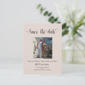 Sand エレガント Photo日付の保存招待状 ポストカード (スタンド正面)